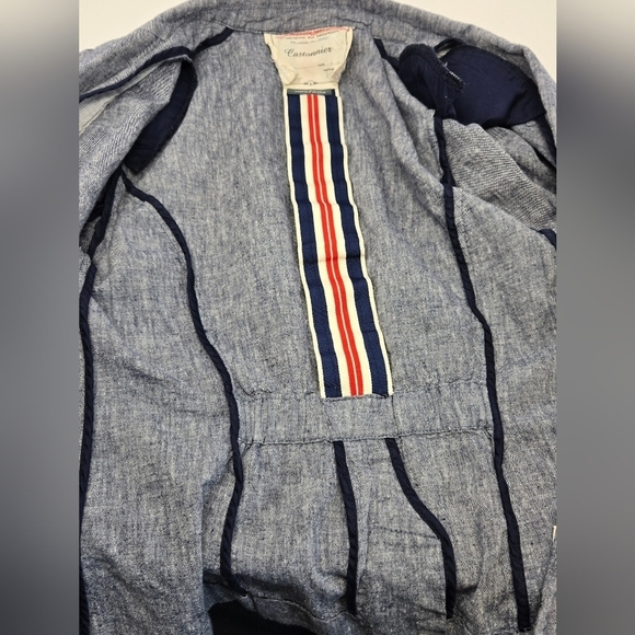 CARTONNIER ANTHROPOLOGIE CHAMBRAY LINEN BLEND 2 BUTTON BLAZER JACKET WOMEN 4 - Picture 8 of 12